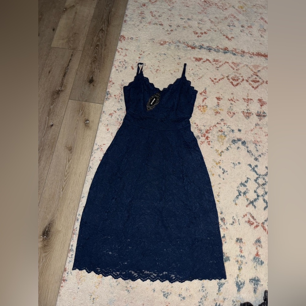Elegant Navy Lace Dress